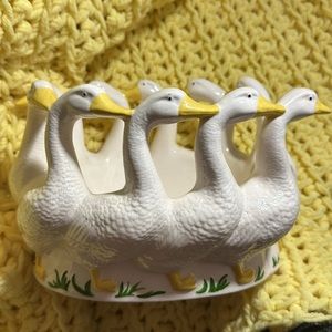 🪿💛🩵~Vintage Geese Centerpiece Dish